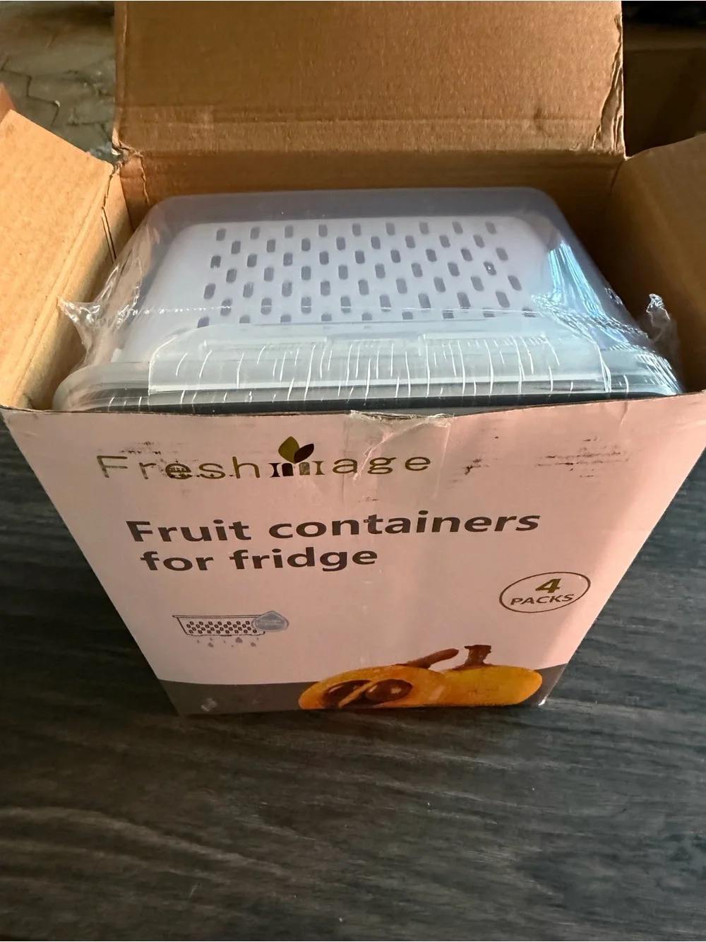 White Fruit Containers for Fridge - 4 Pack